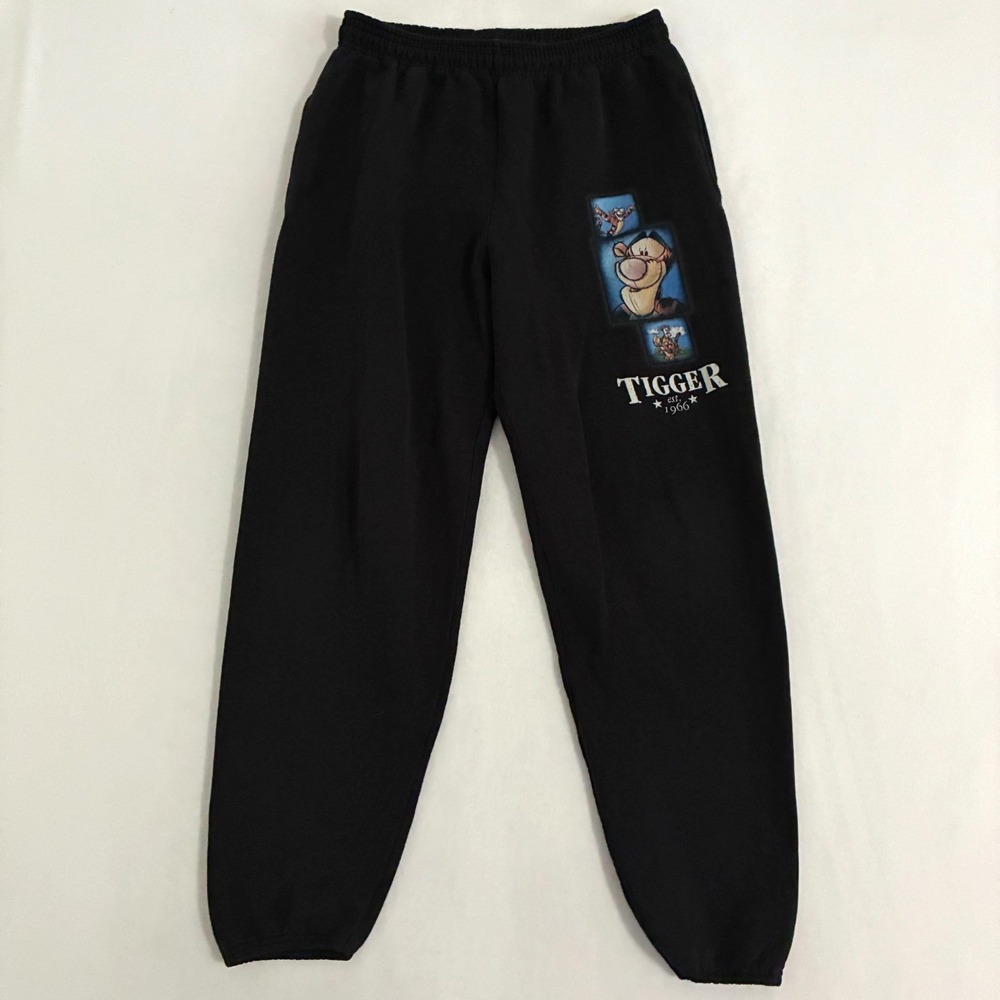 Vtg 90s Disney Tigger USA Made Joggers Sweat Pants Women L Drawstring Athleisure
